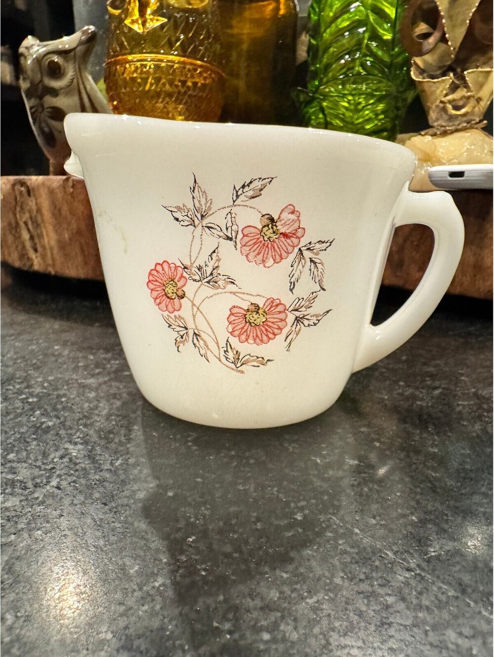 Fire King Fleurette Milk Glass Creamer Very Good Vintage Condition 1950s